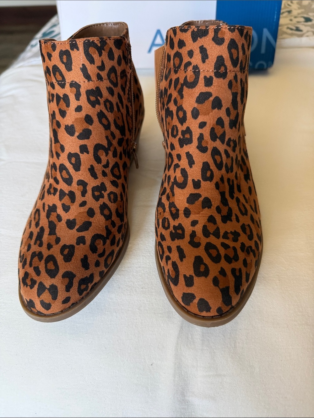 Leopard Print Ankle Booties in Tan and Black - Women’s Fashion Boot